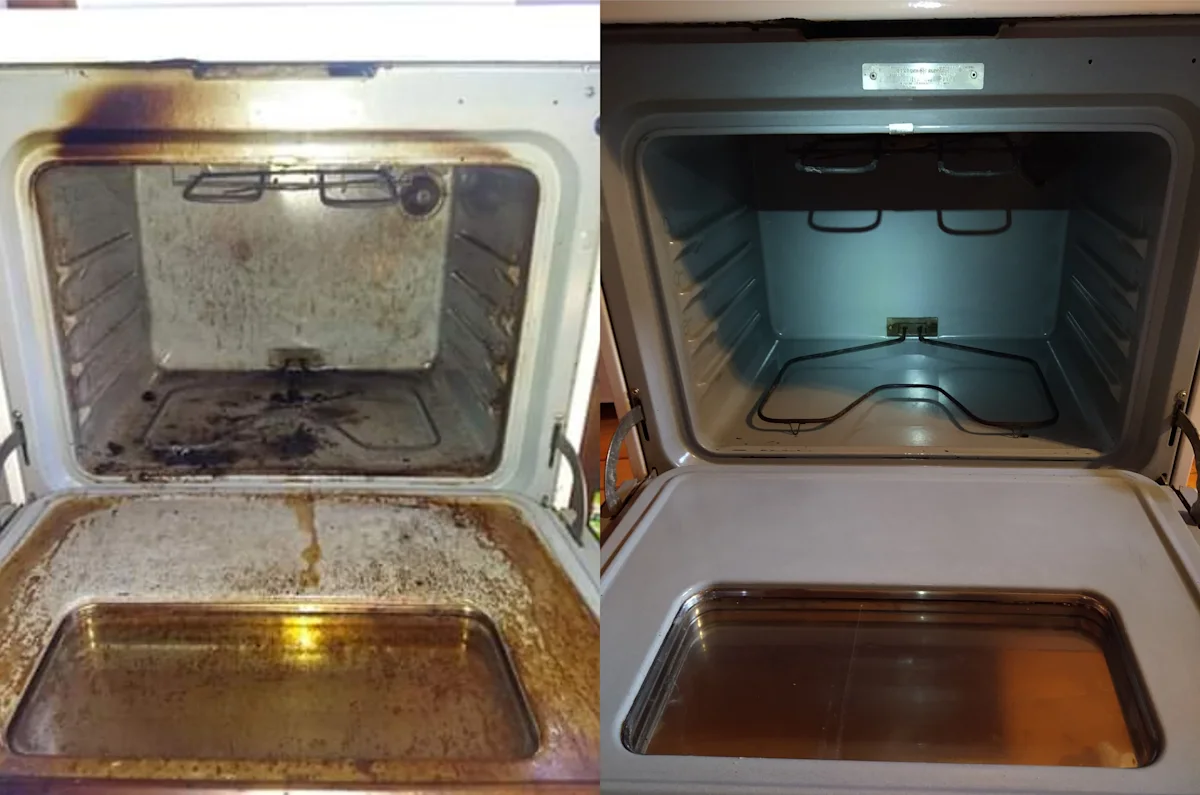 Before: Oven deep clean before and after